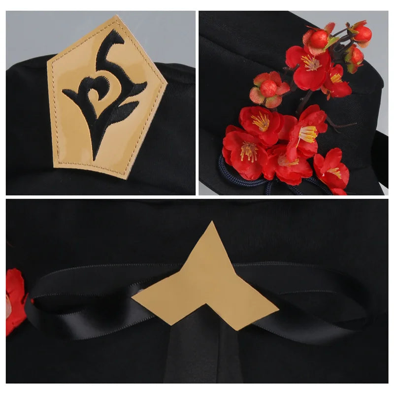 Chapeau Hu Tao Genshin Impact Cosplay Femme Béret à Large Bord Anime Jeu Costume Accessoires Halloween Couvre-chef Accessoires Cadeau de Noël
