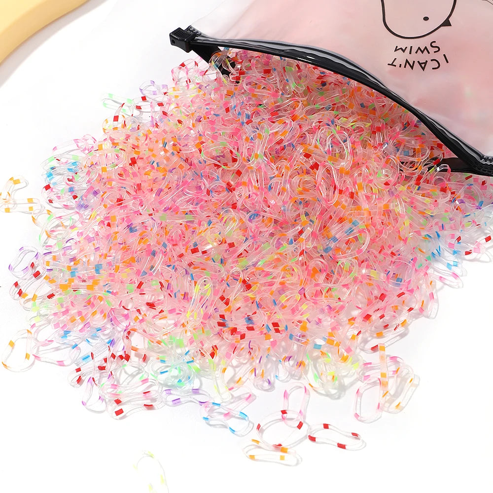 Lot de 1 000 élastiques à cheveux jetables colorés pour filles, accessoires pour cheveux, élastiques pour queue de cheval