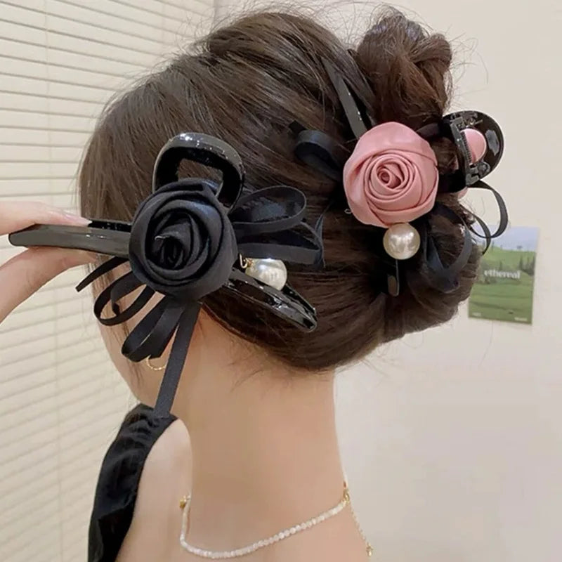 13cm Rose Shark Clip Large hair claw Elegant High-Grade Hair Accessories Pinzas Para El Cabello Заколка Для Волос