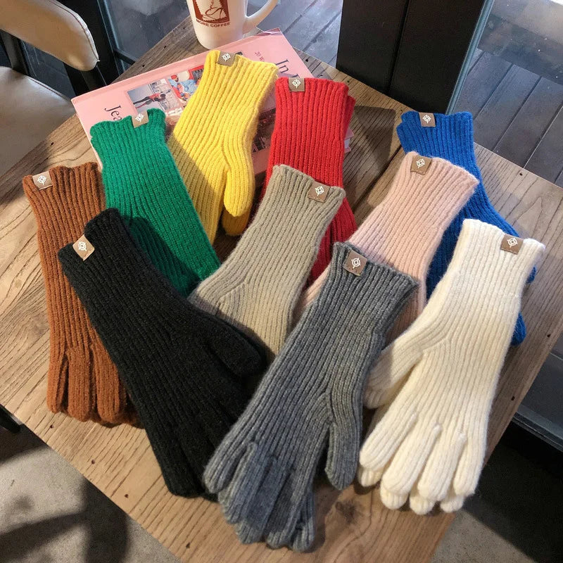 Gants tricotés à écran tactile tendance pour femmes, gants d'hiver chauds, gants d'équitation solides et moelleux, gants de travail Y2k Harajuku Kawaii