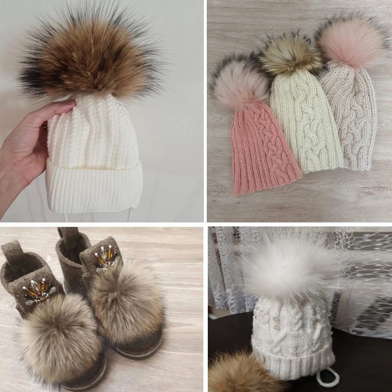 Pompones de piel de zorro real de 15 cm para hacer uno mismo, pompones de piel de mapache, bolas de piel natural para sombreros, bolsos, zapatos, bufandas y accesorios.