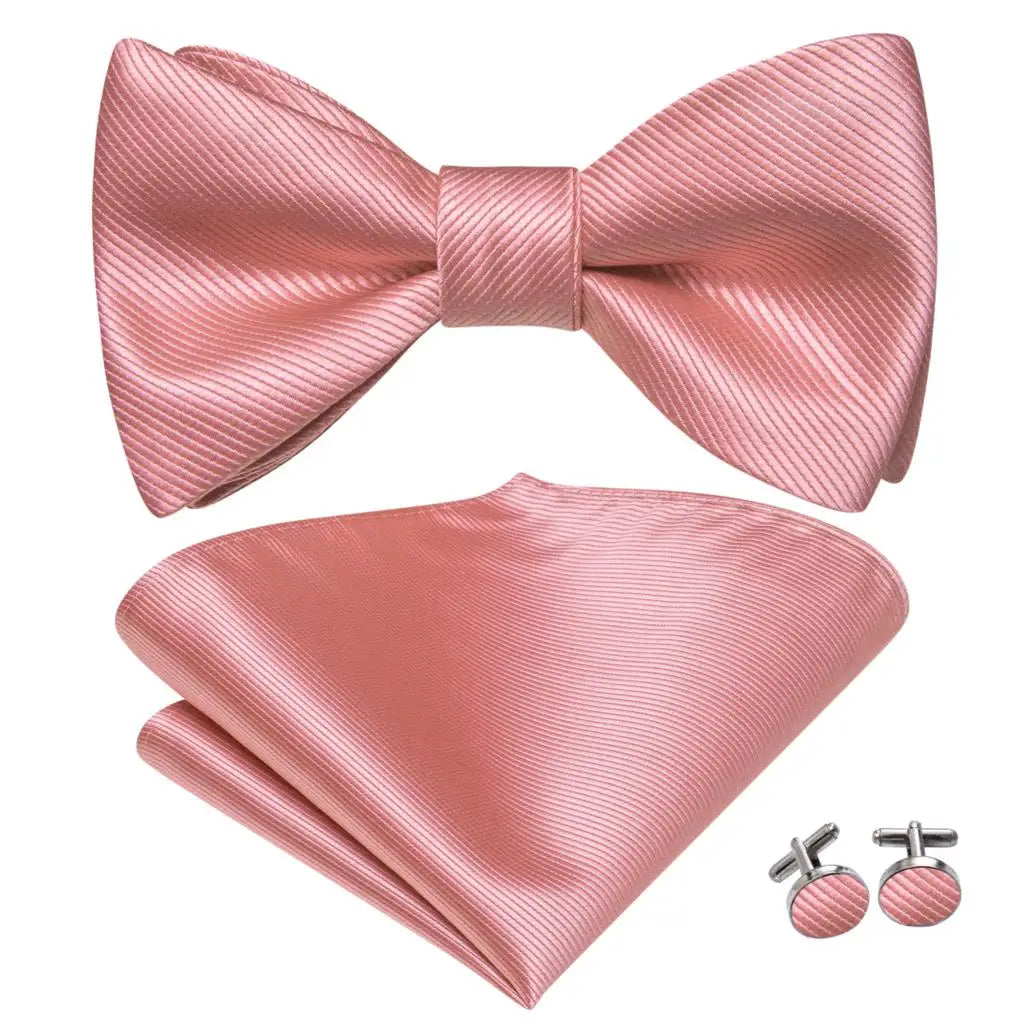 Hi-Tie Ensemble nœud papillon en soie pour homme, mouchoir et boutons de manchette, bleu, rouge, or, noir, blanc, jacquard, nœud papillon, mariage, affaires