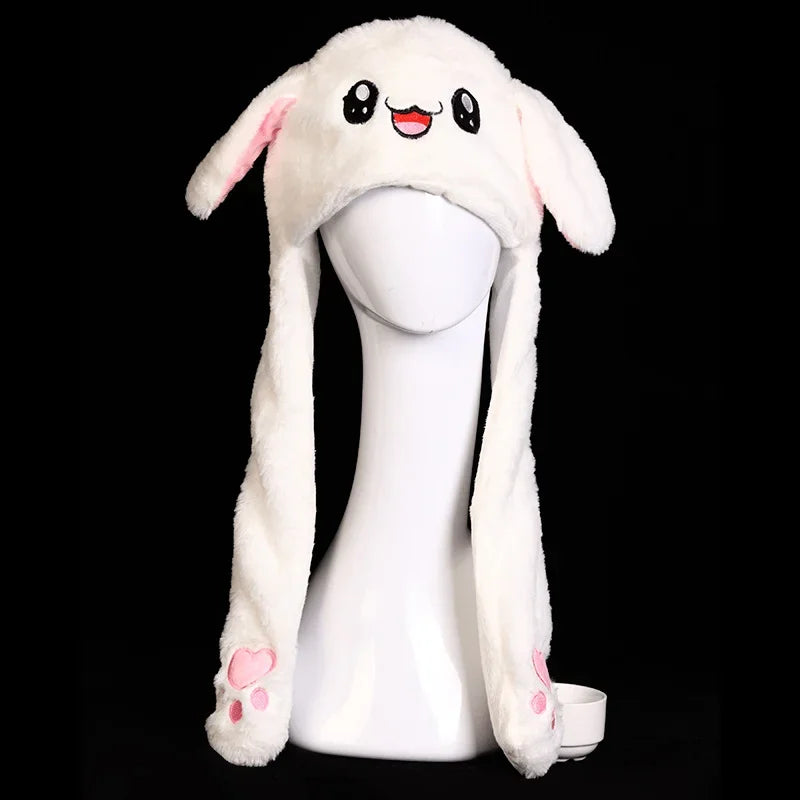 Bonnet mignon pour femme avec oreilles de lapin et peluche, chaud et lumineux, idéal pour l'automne et l'hiver, idéal pour les voyages en plein air ou les activités en plein air.