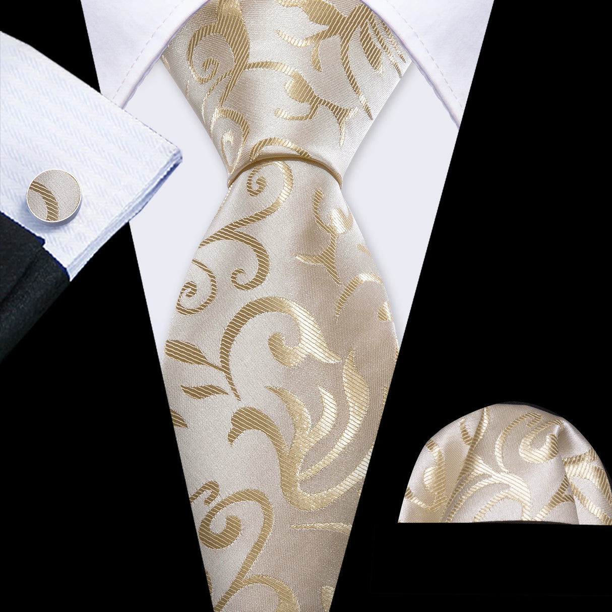 Ensemble élégant de cravates et boutons de manchette en soie à fleurs multiples pour homme, cravate jacquard à fleurs pour mariage, entreprise, fête, événement, Barry.Wang