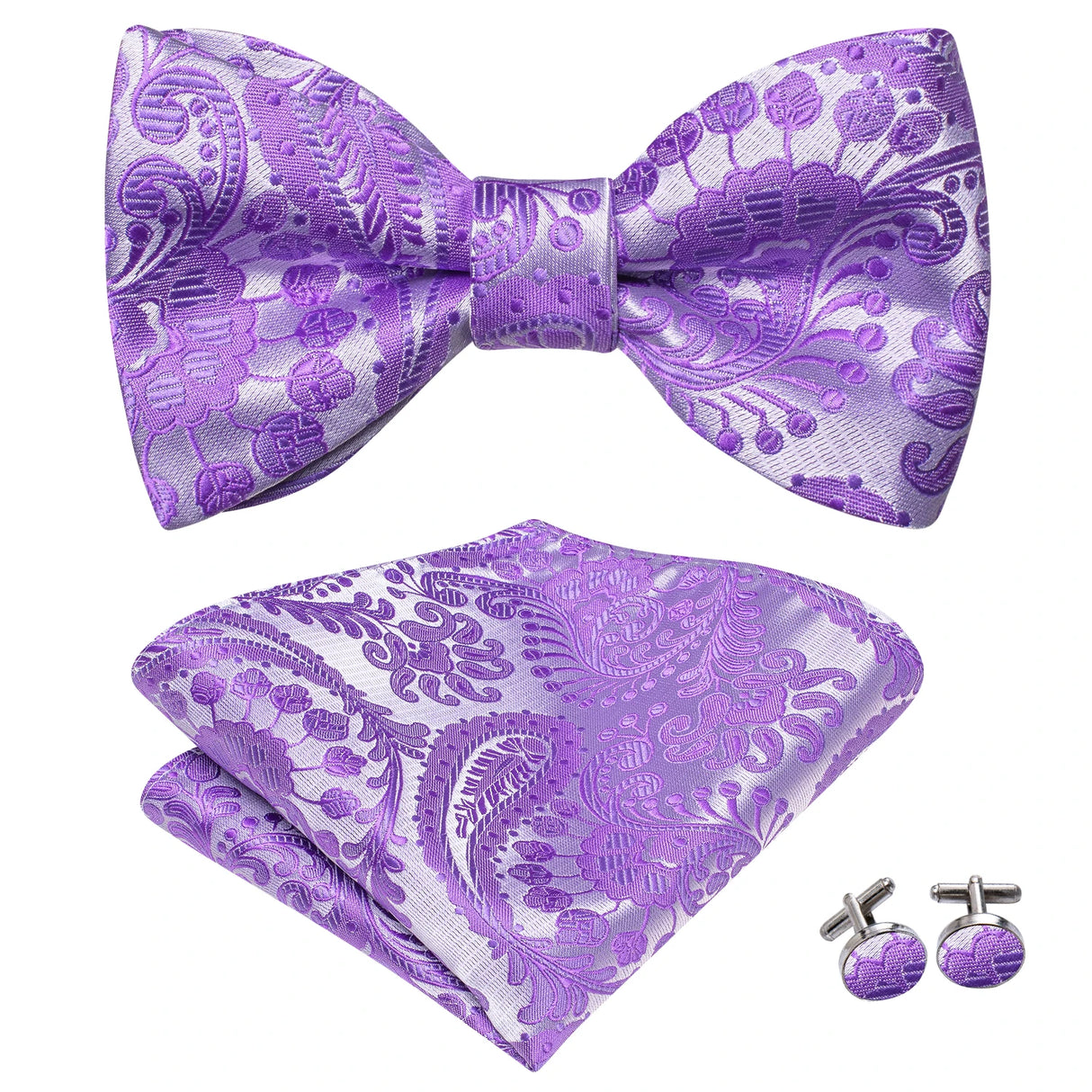 Dropshipping Jacquard Silk Mens Self Bow Tie Hanky Cufflinks Set Male Butterfly Knot Bowtie Wholesale for Male Wedding Business