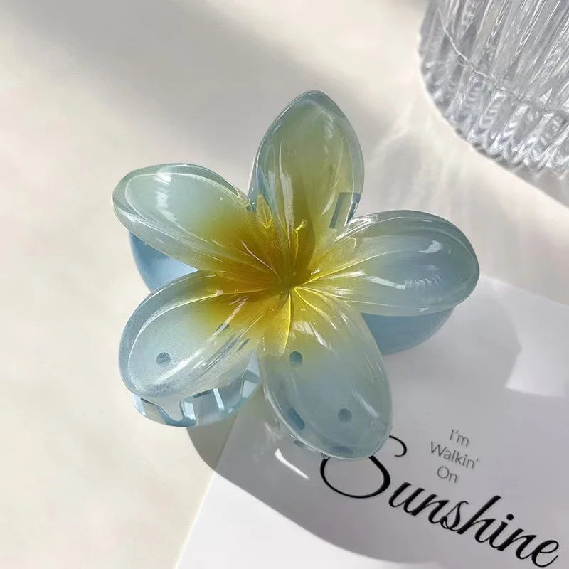 8cm Boho Gradient Large Flower Acrylic Hair Clip for Women Sweet Hair Claws Crab Clamp Barrettes Hawaiian Headwear Accessories