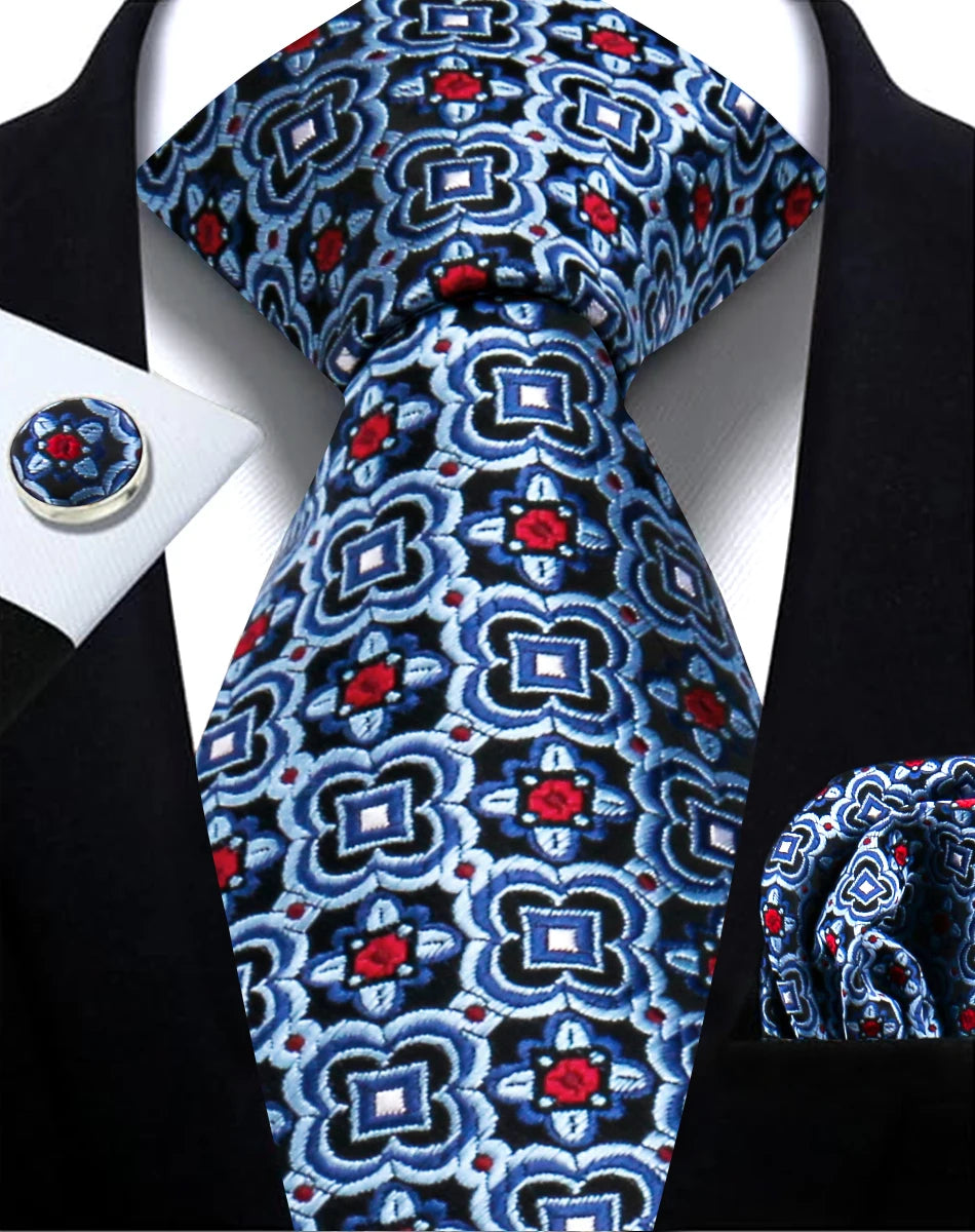 Cravate homme Paisley Jacquard tissé 8 cm formelle affaires mariage cravate poche carré ensemble costume cravate haute qualité fait main Gravata