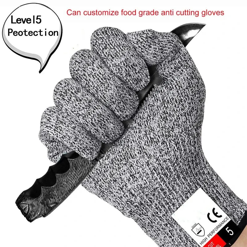 Guantes de trabajo de seguridad anticortes, color gris y negro, nivel 5, protección para cortar vidrio.