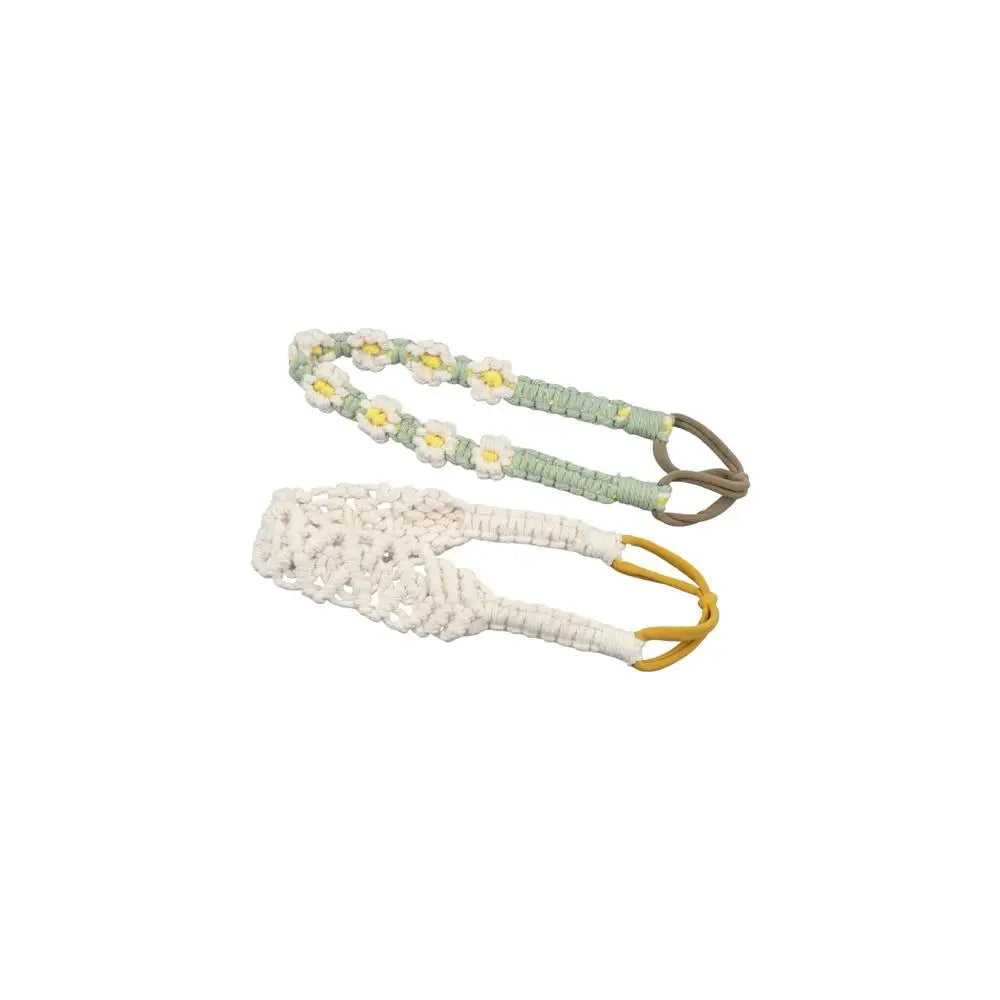 Braided Rope Headwrap Small Daisy Elastic Hair Band Turban Women Hair Scarf Crochet Bandana Macrame Hair Band Bohemian Headband