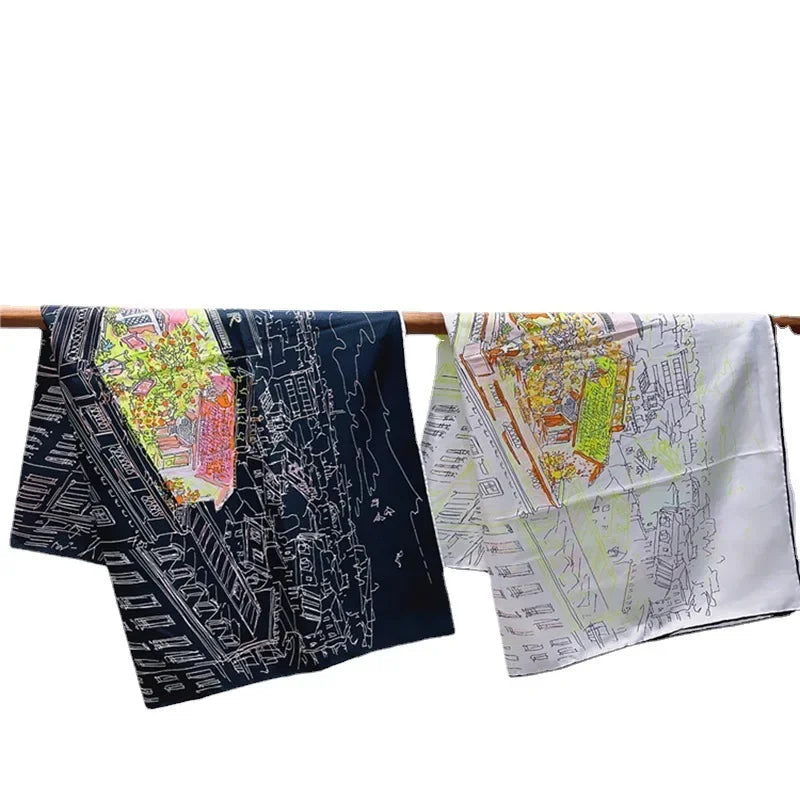 Brand Silk Scarves Colour Horse Silk Scarf Women Shawls Luxury Design Scarf Fashion Square Scarves Neckerchief