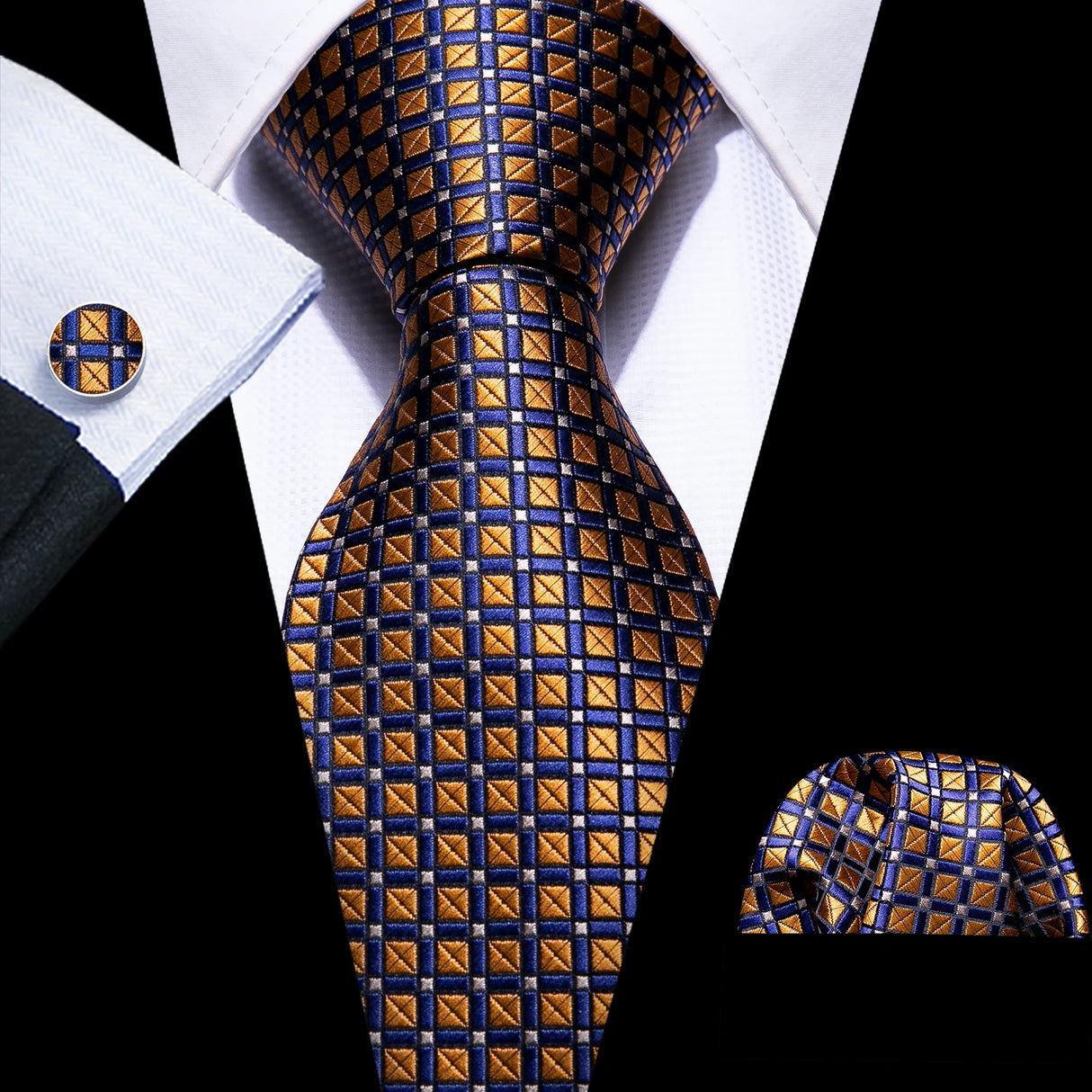 Cravate de luxe pour homme, ensemble de boutons de manchette et mouchoir en soie à rayures rouges, style business, Barry.Wang, accessoire tendance pour mariage, fête, décontracté
