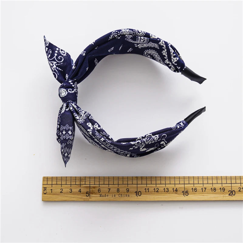 Bow Wide Brimmed Head Hoop For Women Boho Women Soft Solid Print Headbands Cross Knot Elastic Hair Hoop Vintage Headwear New