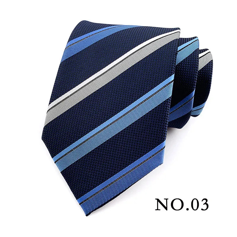 Cravate pour homme 8 cm, motif rayé, jacquard tissé, cravate Ascot, pour homme, pour fête de mariage