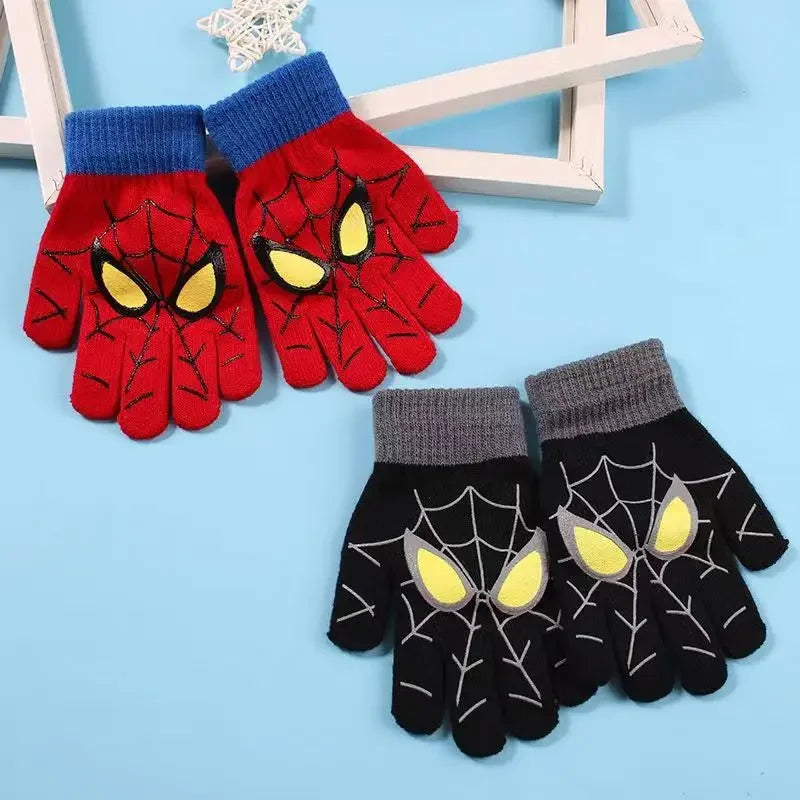 Gants d'hiver chauds pour enfants Spiderman Disney, gants tricotés de dessin animé Marvel, décoration mignonne, cadeaux de Noël pour enfants de 5 à 10 ans