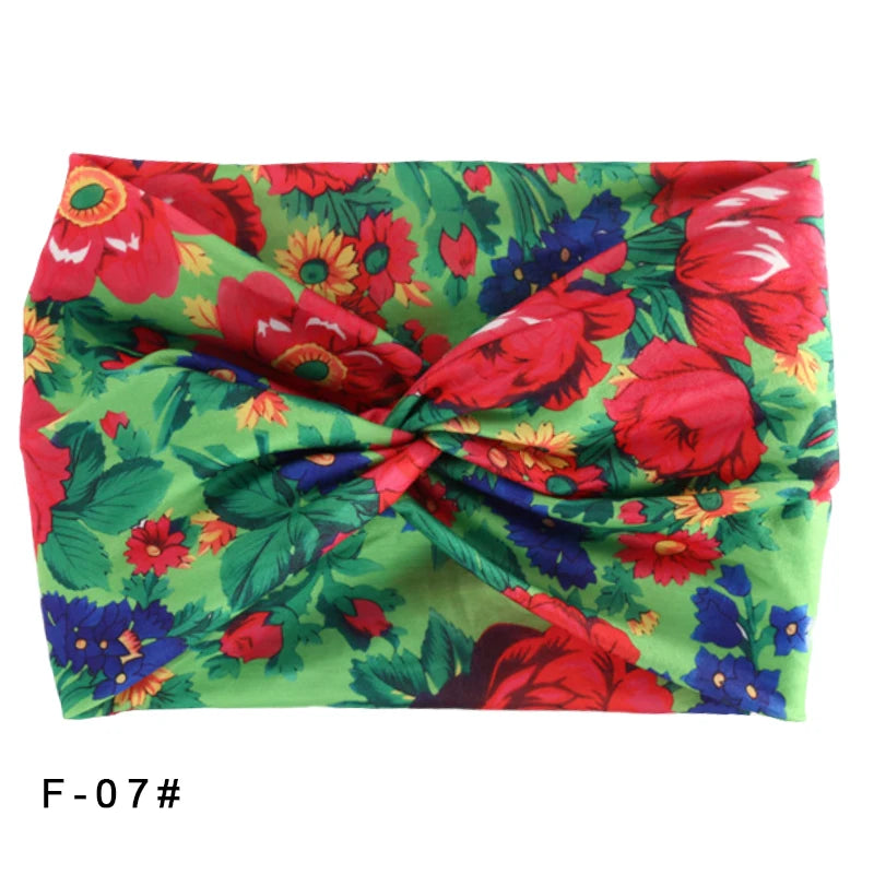 Printed Wide Elastic Headband Pilates Yoga Running Cycling Hairband Turban Makeup Hair Hoop Makeup Headwrap for Women Girl