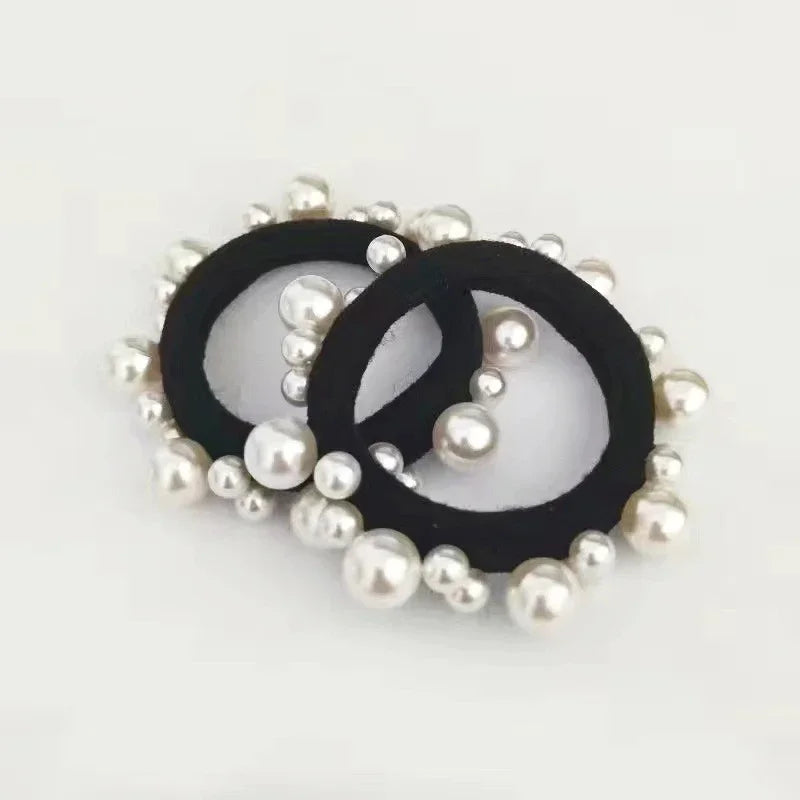 Korean Elastic Streamer Pearl Hair Ties Rope Female Students Bands Ins Rubber Accessories for Women