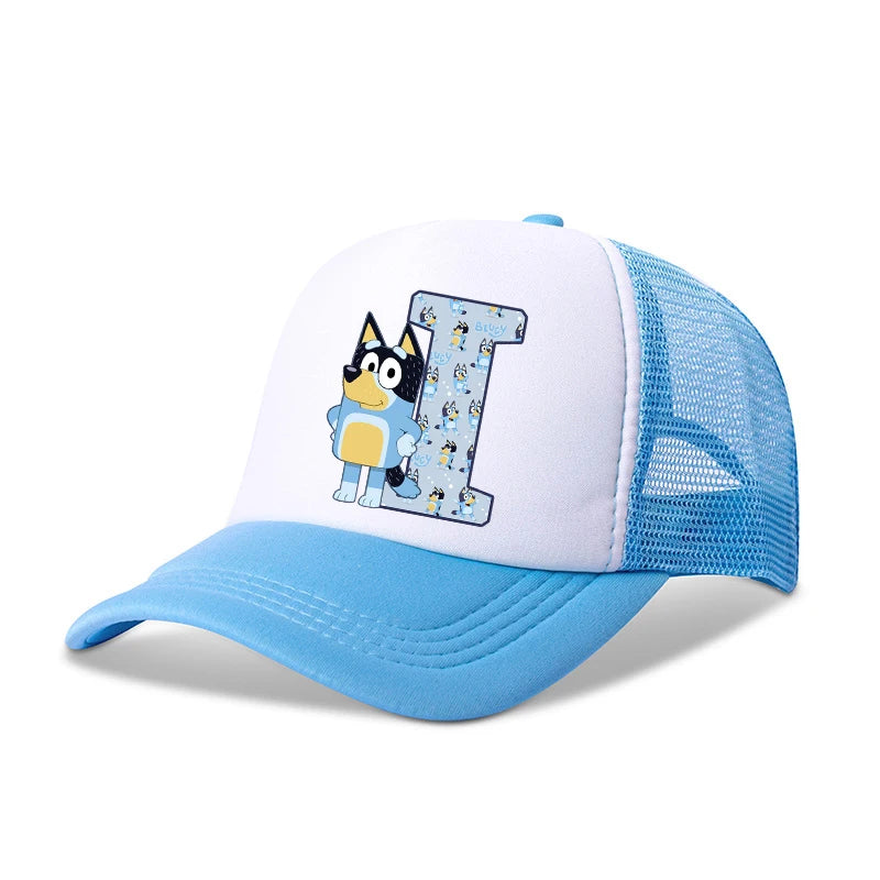 Casquette de baseball Blueyi Bingo pour enfants, motif dessin animé AZ, imprimé lettres, chapeau de soleil, casquettes d'été décontractées, casquettes Kawaii à visière réglable, cadeau pour enfants
