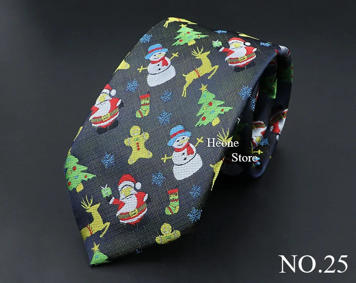 Classic Red Blue Christmas Tie For Men Father Festival Gift Santa Claus Snowman Tree Snowflake Elk Necktie Skinny 7cm Accessory