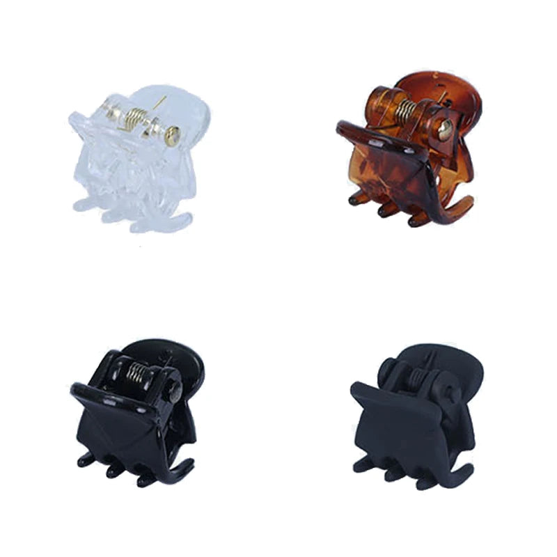 Lot de 10 pinces à cheveux pour femmes, 1,0 à 1,5 cm, petites pinces noires, marron, transparentes, en plastique, accessoires de coiffure pour enfants