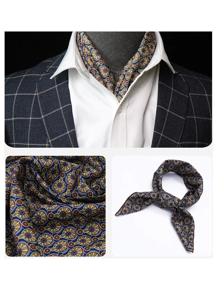 Écharpe carrée en coton pour homme et femme, 60 x 60 cm, style décontracté, motif floral, pour l'automne et l'hiver, idéale pour les fêtes