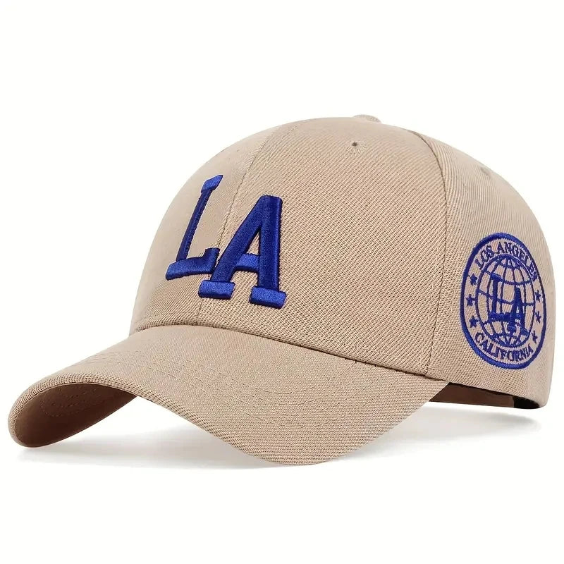 Casquette de baseball unisexe brodée avec lettres « La » pour le printemps et l'automne, chapeau décontracté réglable pour l'extérieur, chapeau de protection solaire