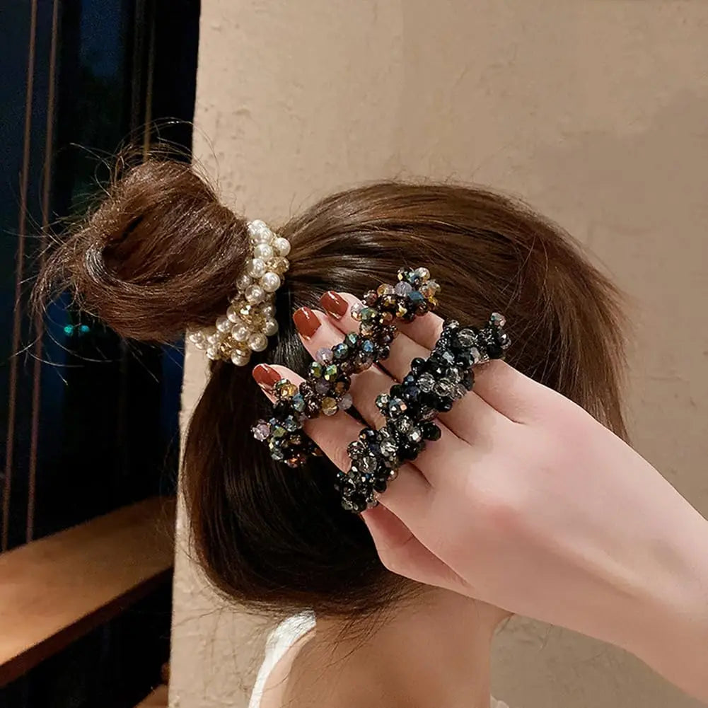 Élastiques à cheveux en perles de cristal, chouchous, élastiques à cheveux, porte-queue de cheval en perles, attaches de poignet, chouchous, accessoires pour cheveux
