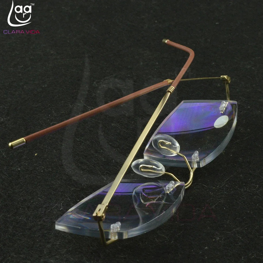 Titanium Frame Ultra Light Memory Gold Frame Coating Lenses Men Women Rimless Reading Glasses 0.75 1 1.5 1.75 2 2.25 To 4