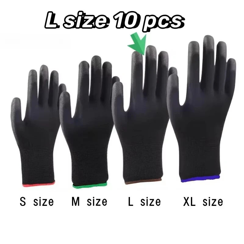 10 paires de gants de sécurité durables – antidérapants, résistants à l'usure et protection ESD pour le jardinage et le travail du bois