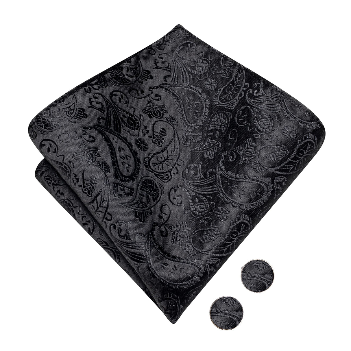 Hi-Tie Black White Silver Grey Brown Silk Mens Bow Tie Hankerchief Cufflinks Set Pre-tied Butterfly Knot Adjustable Bowtie Male