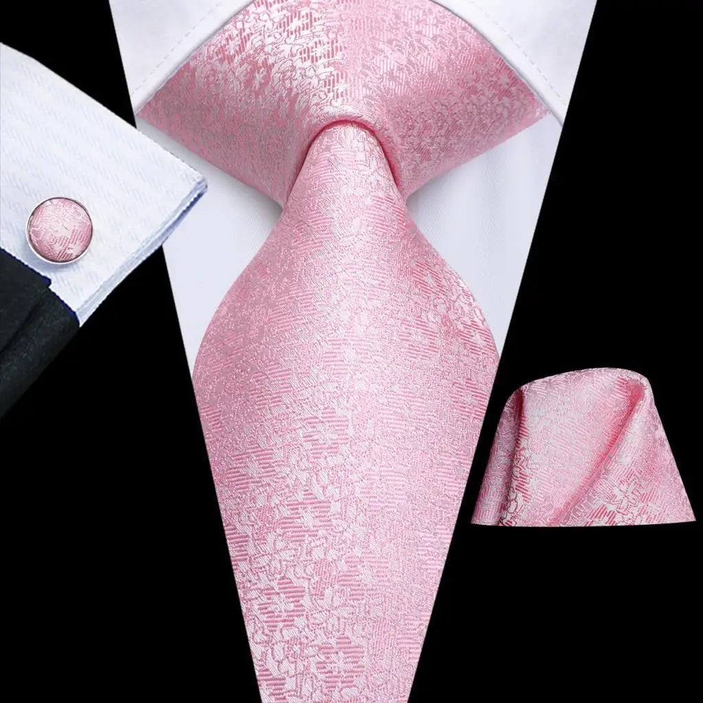 Hi-Tie 100% soie classique pour homme, cravate de mariage corail rose rouge pêche, pochette carrée, boutons de manchette, ensemble de cravates roses pour hommes, cravates cachemire unies