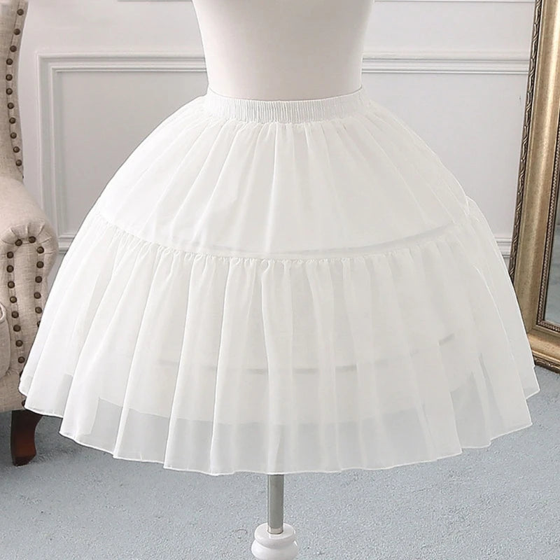 Lolita Adjustable Petticoat Black or White Short Petticoats for Wedding Lolita Cosplay Woman Girl Dress Underskirt