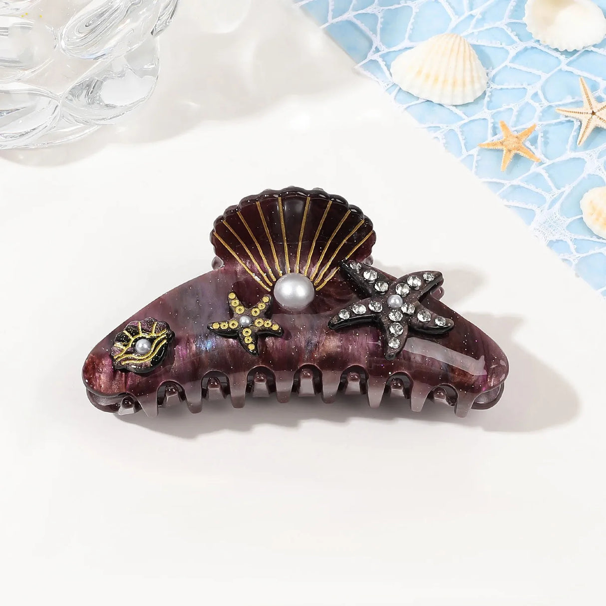 Pince à cheveux YHJ en forme d'étoile de mer pour femme, pince à cheveux en acétate et strass, bijoux de vacances, pince à cheveux tendance, accessoires pour cheveux