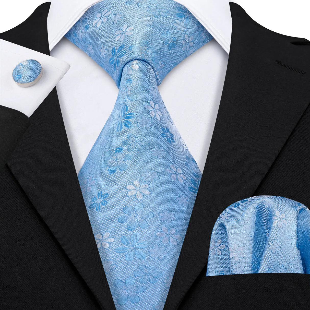 Ensemble élégant de cravates et boutons de manchette en soie à fleurs multiples pour homme, cravate jacquard à fleurs pour mariage, entreprise, fête, événement, Barry.Wang