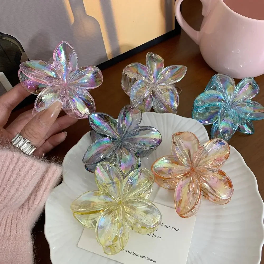 Hairpin Flower Hair Clip Cute Grab Clip Plastic Large Hair Claw Beach Headwear Hair Accessories Transparent Hair Clip Female