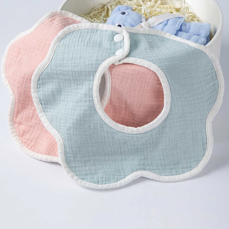 Bavoir bébé en gaze de coton et mousseline de forme florale, couleur unie, pour nouveau-né, serviette de salive, écharpe pour bébé fille et garçon