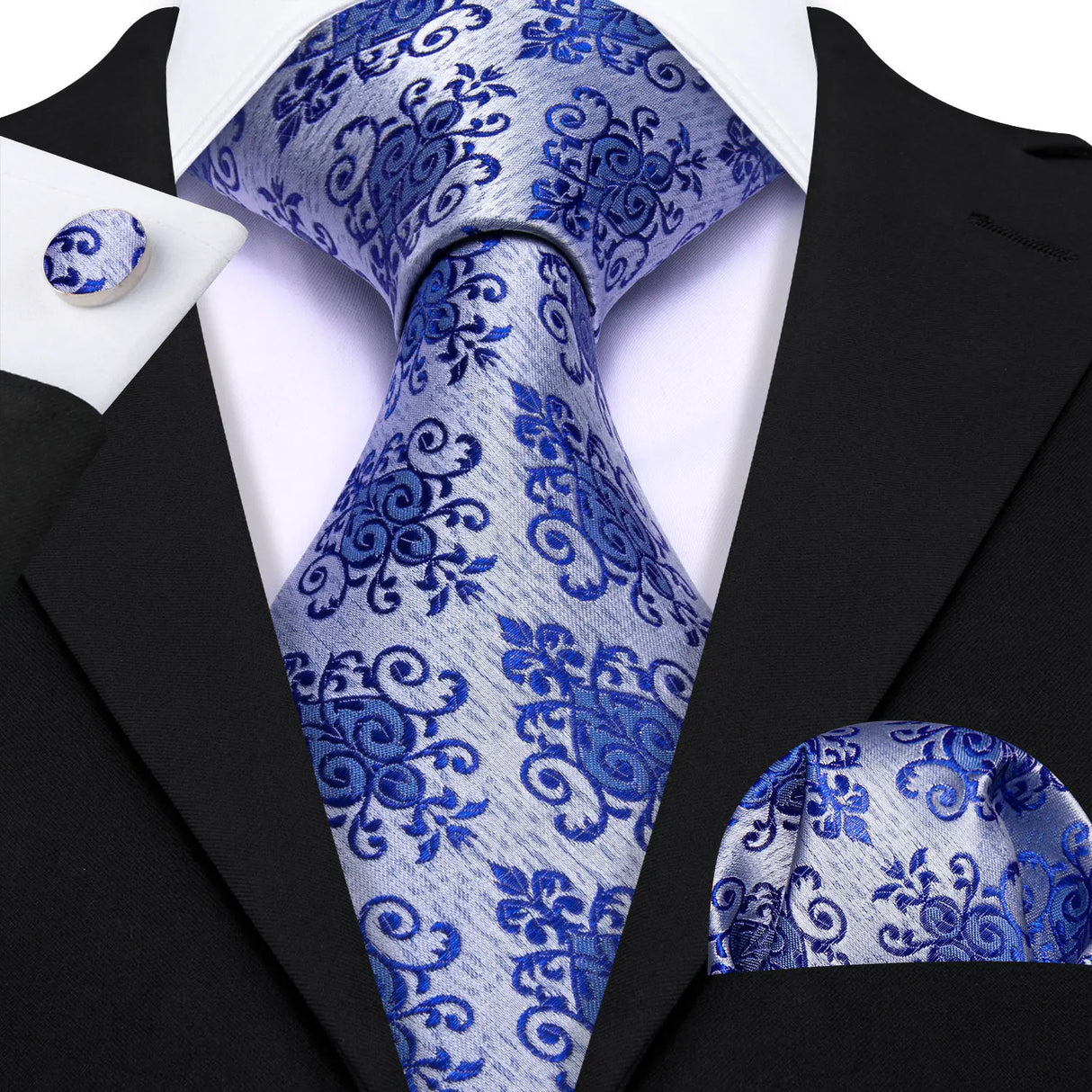 Ensemble élégant de cravates et boutons de manchette en soie à fleurs multiples pour homme, cravate jacquard à fleurs pour mariage, entreprise, fête, événement, Barry.Wang