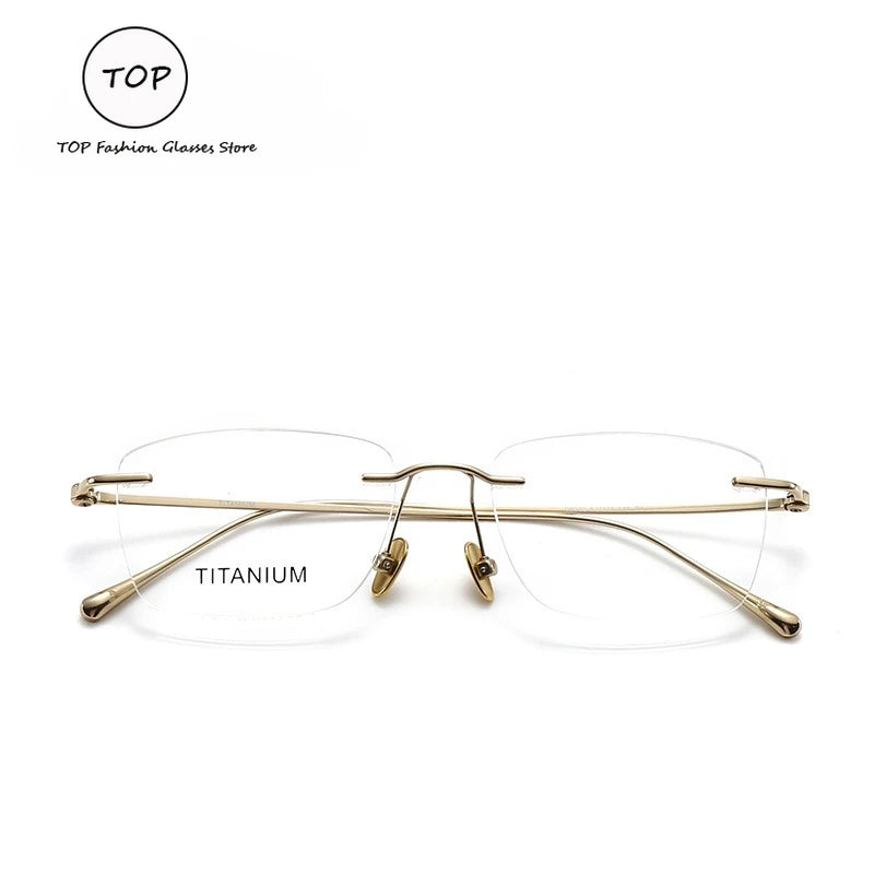 Fashionable and Simple Frameless Titanium Alloy Business Men's Glasses Personalized High-quality Women's Frames Suitable Myopia