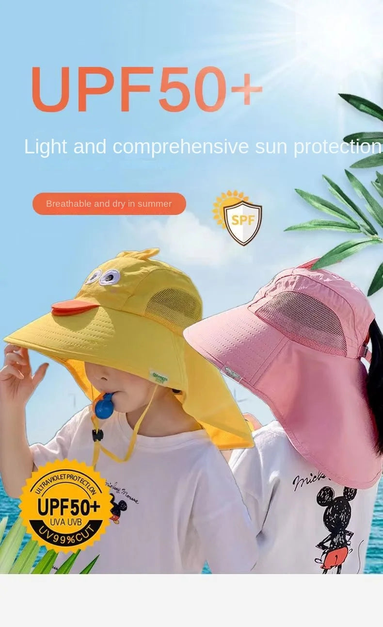 Kid Hat Summer Cap Sun Kindergarten Children UV Protection Baby Boys Girls Sun Caps Going Out Beach Large Brim Fisherman M9