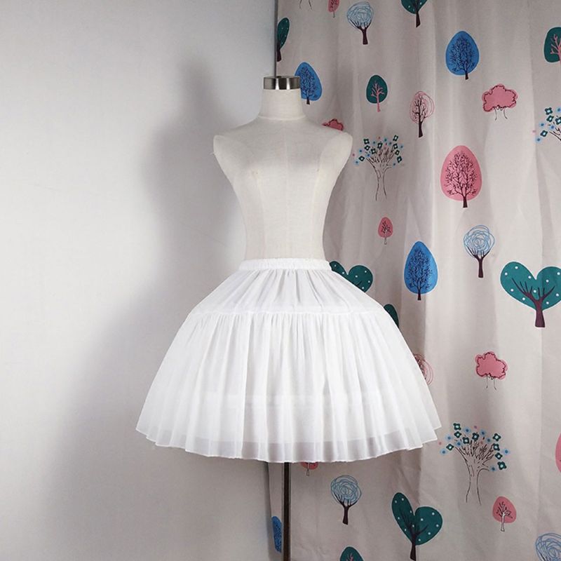 Lolita Adjustable Petticoat Black or White Short Petticoats for Wedding Lolita Cosplay Woman Girl Dress Underskirt
