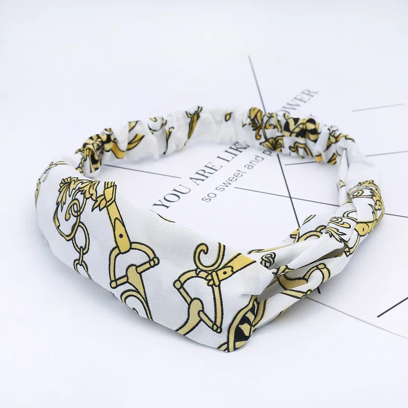 Fashion WomenFloral Headband Hair Accessories Leopard Cross Knotted Bow Chiffon Hair Band Girls Headdress Ladies Hoop Headwear