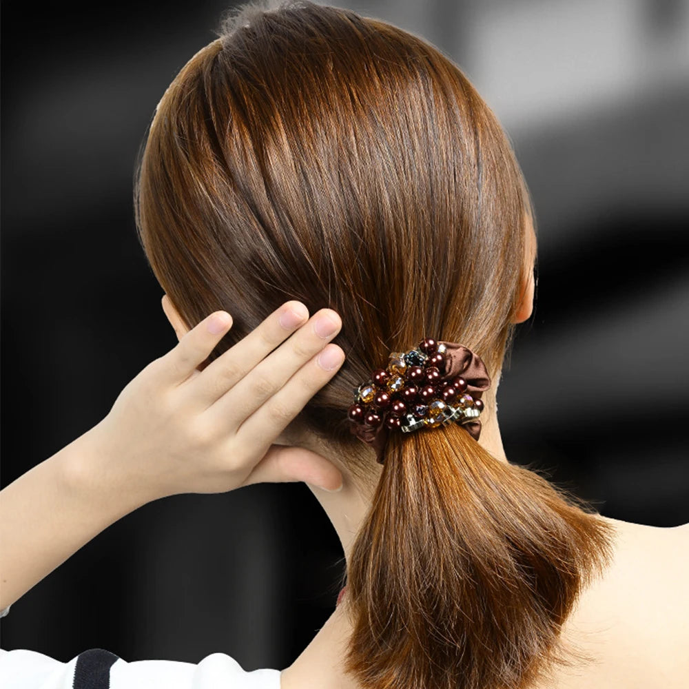Élastiques à cheveux en perles de cristal pour femmes, élastiques brillants pour queue de cheval, bandeau en caoutchouc souple, accessoires pour cheveux au quotidien