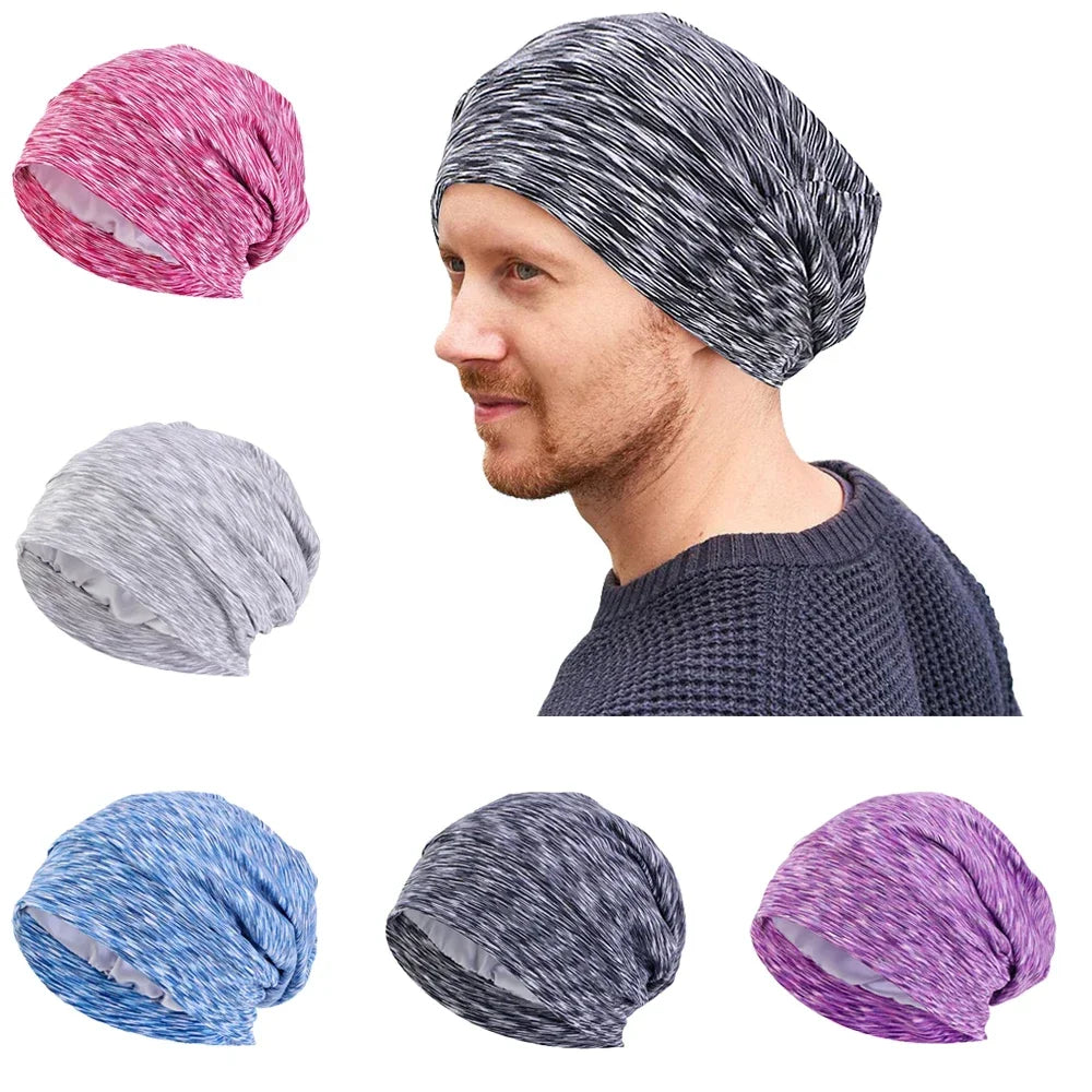 Bonnet de nuit unisexe doublé en satin pour femme et homme, bonnet de nuit ample pour soins capillaires, bonnet anti-chute, bonnet de nuit, couvre-chef