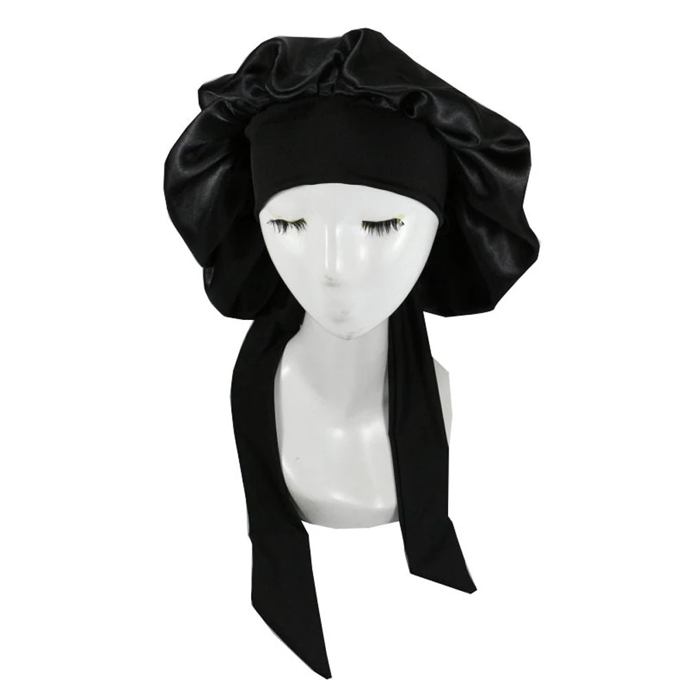 New Satin Hair Cap For Sleeping Invisible Flat Imitation Silk Round Haircare Women Headwear Ceremony Adjusting Button Night Hat