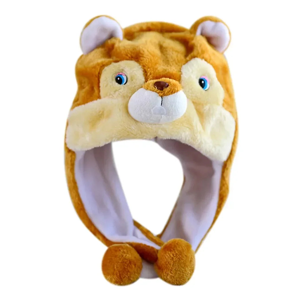 Winter Warmer Plush Soft Moving Ears Hat Animal Hat Headgear Ears Airbag Cap Ear Protection Earmuff Funny Toys Neck Warmer