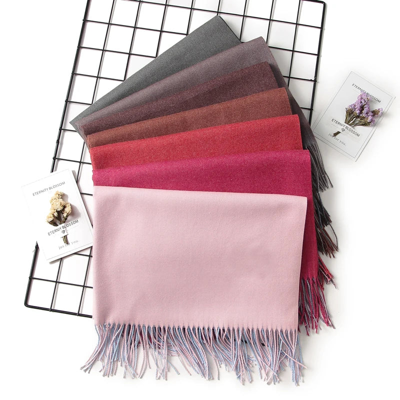 2022 Winter Frauen Schal Fashion Solid Weiche Kaschmir Schals für Dame Pashmina Schals Wrap Decke Bandana Weiblich Foulard Quaste
