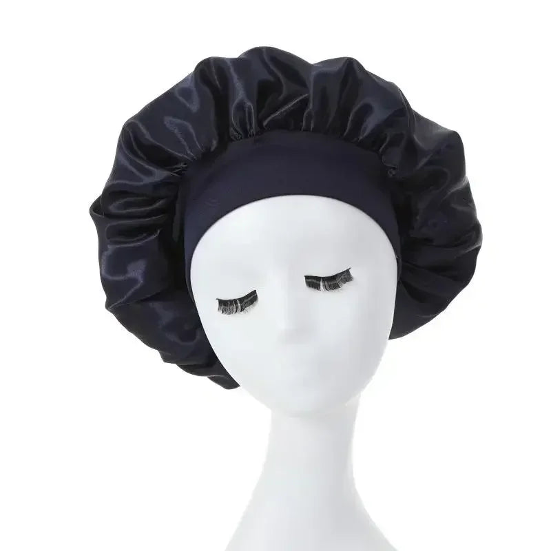 1PC Satin Sleeping Hat Night Sleep Hair Care Bonnet Nightcap Extra Satin Silky Shower Caps Sleep Cap with Premium Elastic Band
