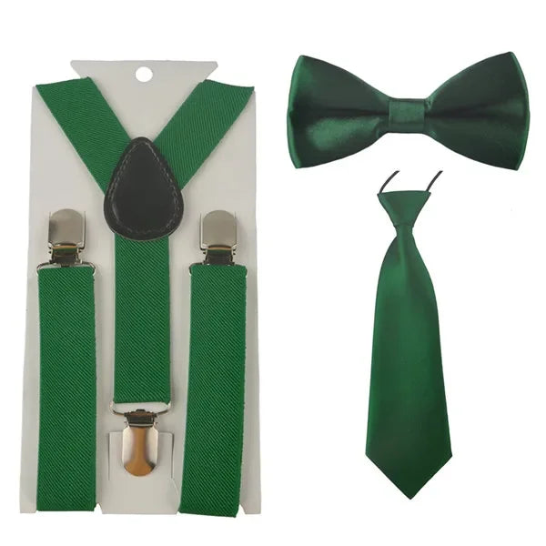 Fashion 3PCS School Boys girls Children Kids brace elastic Suspenders for shirt suspensorio Tie Bowties butterfly Set TR0001