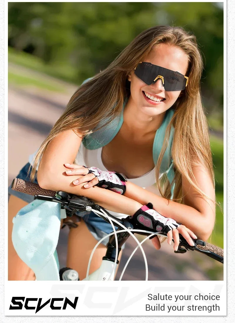 SCVCN UV400 Photochromic Cycling Glasss Sports Running Sunglasses Men Outdoor Drving Bicycle Goggles MTB Eyewear 1 Lens