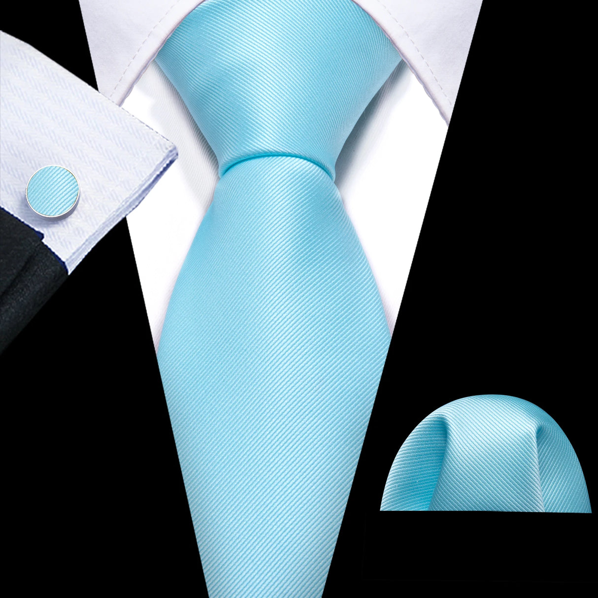 Cravate fantaisie en soie bleu sarcelle pour homme, marque de luxe solide, pochette, boutons de manchette, ensemble de cravates de haute qualité pour fête de mariage Barry.Wang