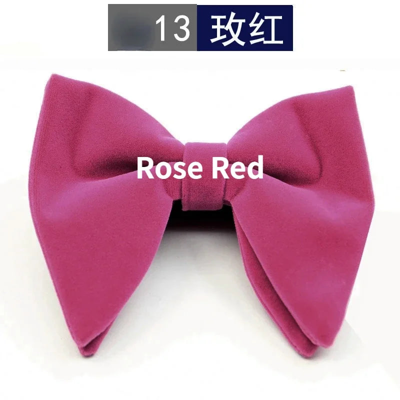 Men's Business Bow Tie Velvet Royal Blue Burgundy Double Deck Big Bowtie Fashion New Mens Wedding Horns Bowties Gifts for Men